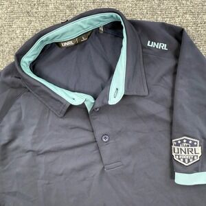 UNRL Mens Athletic Fit Polo Shirt Size L Navy Blue Team Hockey Short Sleeve